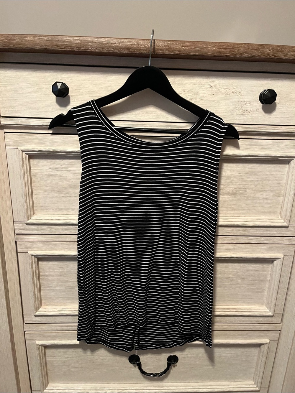 Old Navy Black & White Striped Tank Top